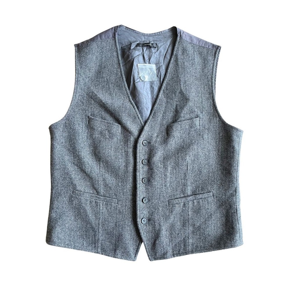 NWT 2007 *Almost Vintage* Express Men's Gray Herringbone Wool Blend Suit Vest XL